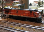 A custom painted RFRX locomotive
